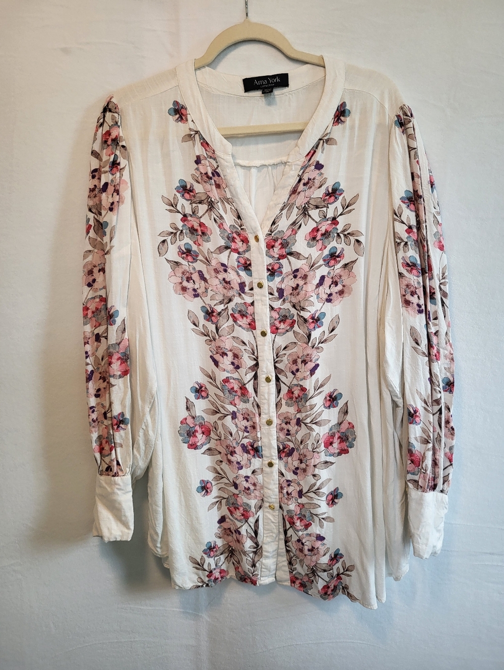 City Chic Arna York Long Sleeve Blouse With Floral Details Size 22/24